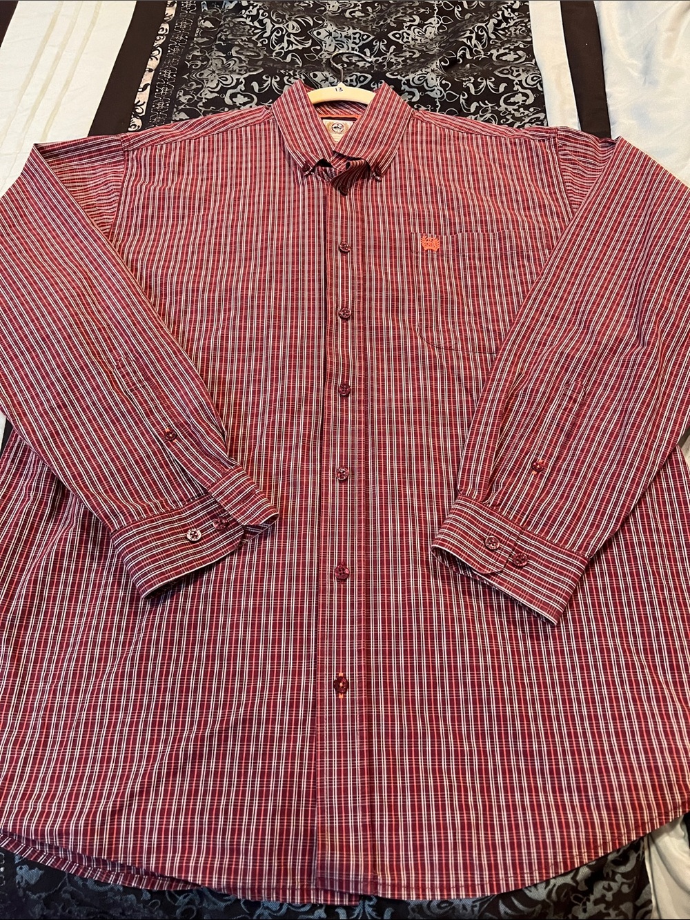 Cinch Red Multi-Stripe Button-Down Shirt